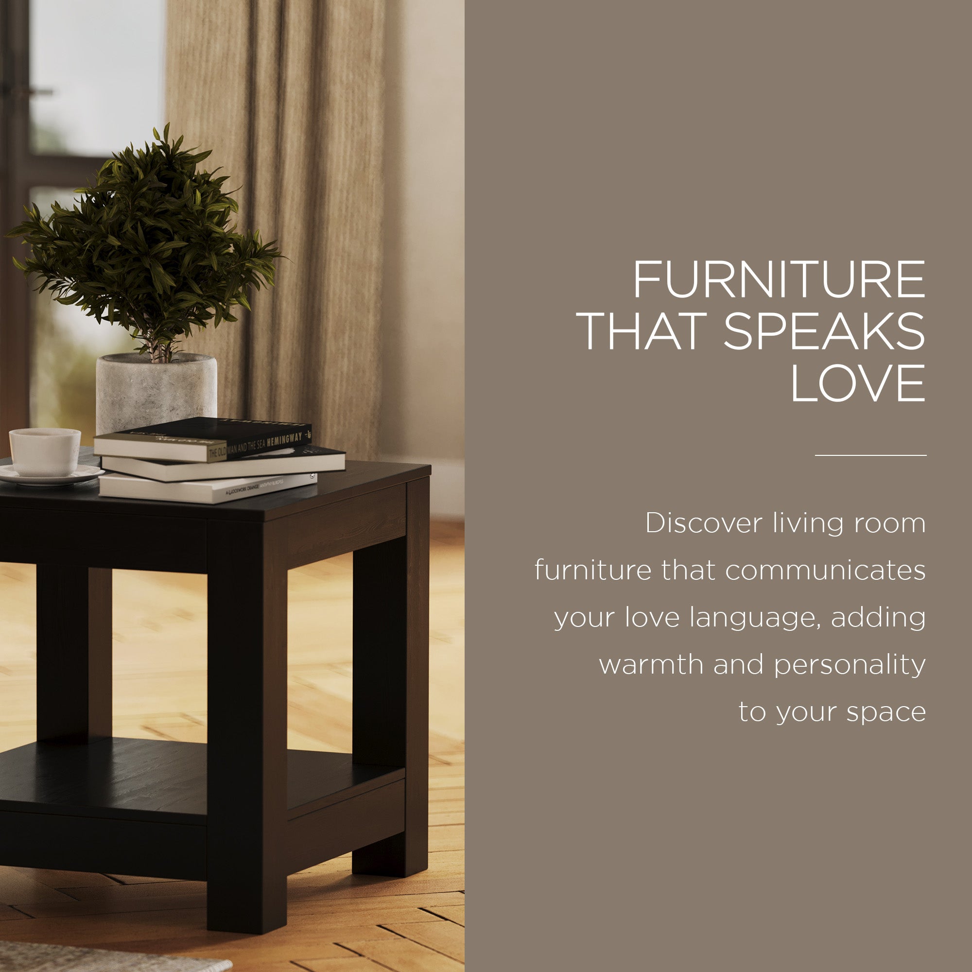 Maven Lane Paulo Wooden Side Table in Weathered Black Finish - VMInnovations