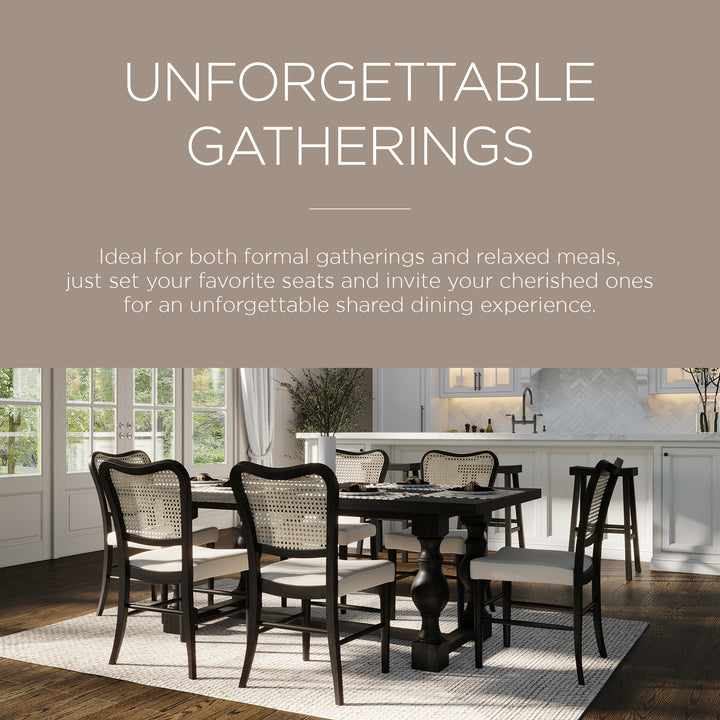 Maven Lane Leon Traditional Wooden Dining Table in Antiqued Black Finish