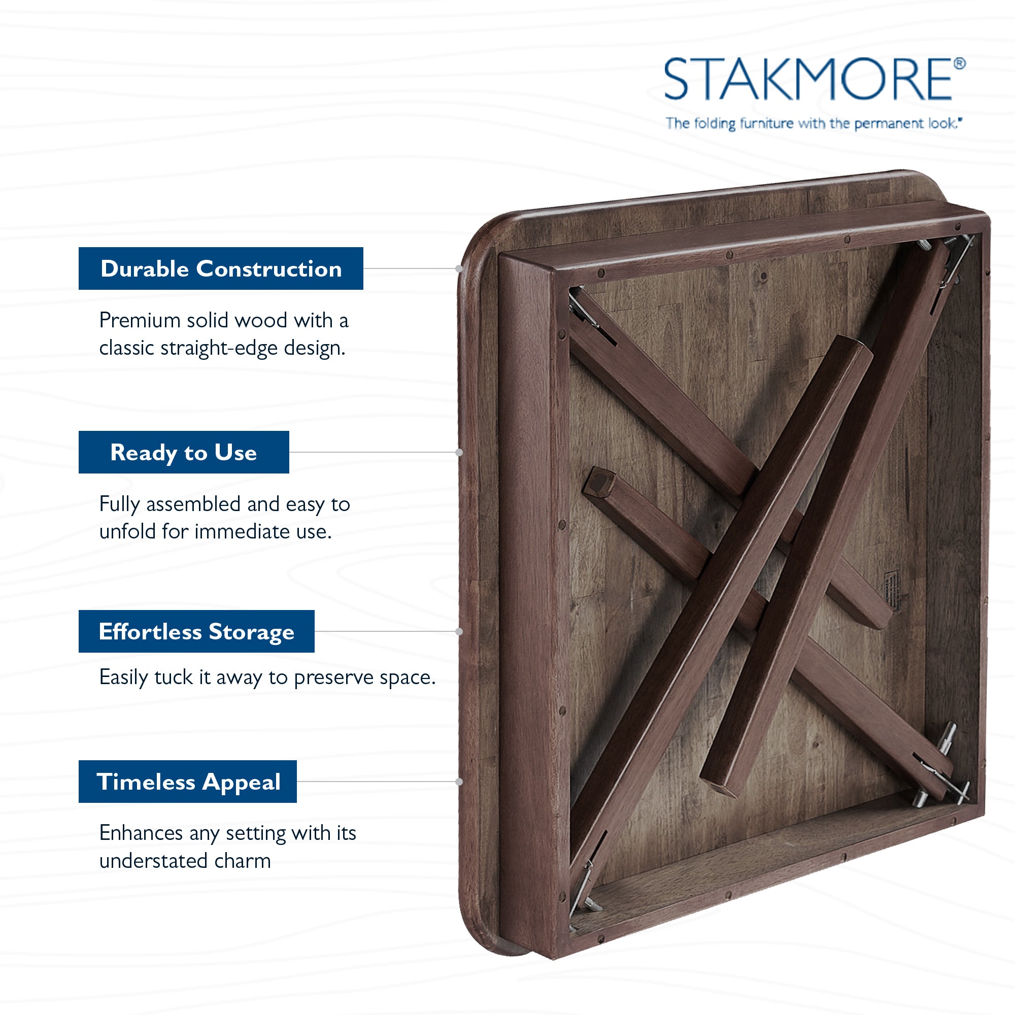 MECO Stakmore Classic Straight Edge Wood Folding Table, Espresso Frame(Open Box) - VMInnovations