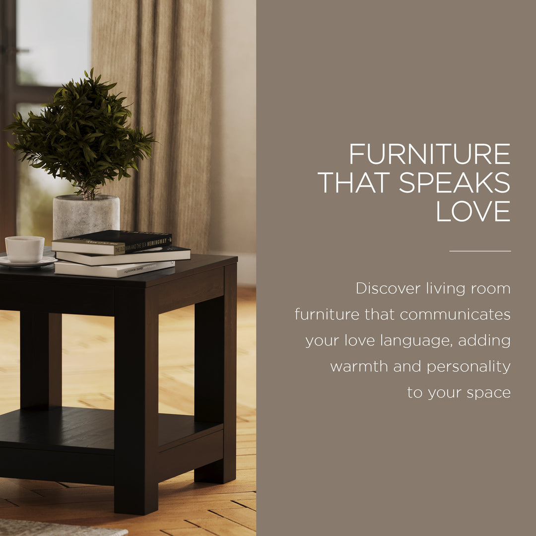 Maven Lane Paulo Wooden Side Table in Weathered Black Finish