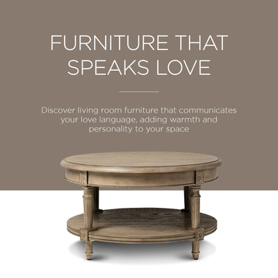 Maven Lane Traditional Round Wooden Coffee Table Antiqued Grey Finish(Open Box) - VMInnovations