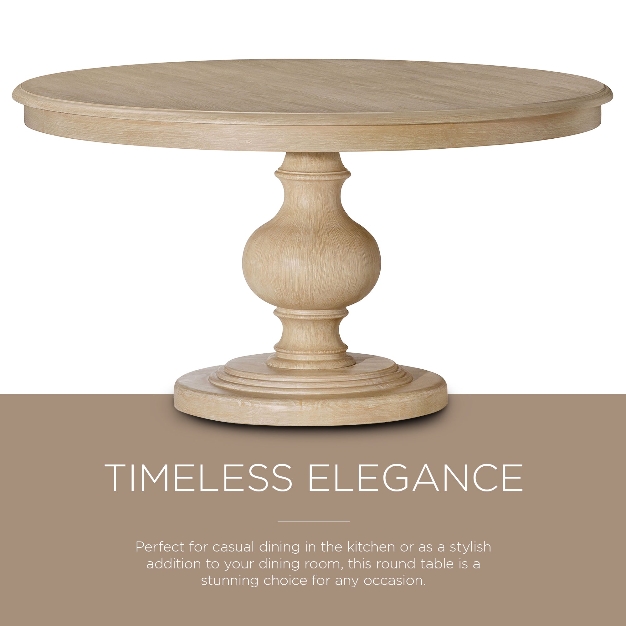 Maven Lane Zola Traditional Round Wooden Dining Table, Antiqued White(For Parts) - VMInnovations