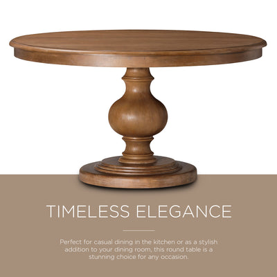 Maven Lane Zola Traditional Round Wooden Dining Table in Antiqued Natural Finish