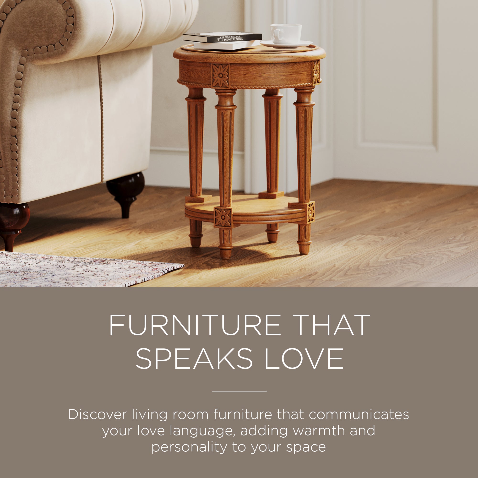 Maven Lane Pullman Traditional Wooden Side Table, Antiqued Natural Finish (Used) - VMInnovations