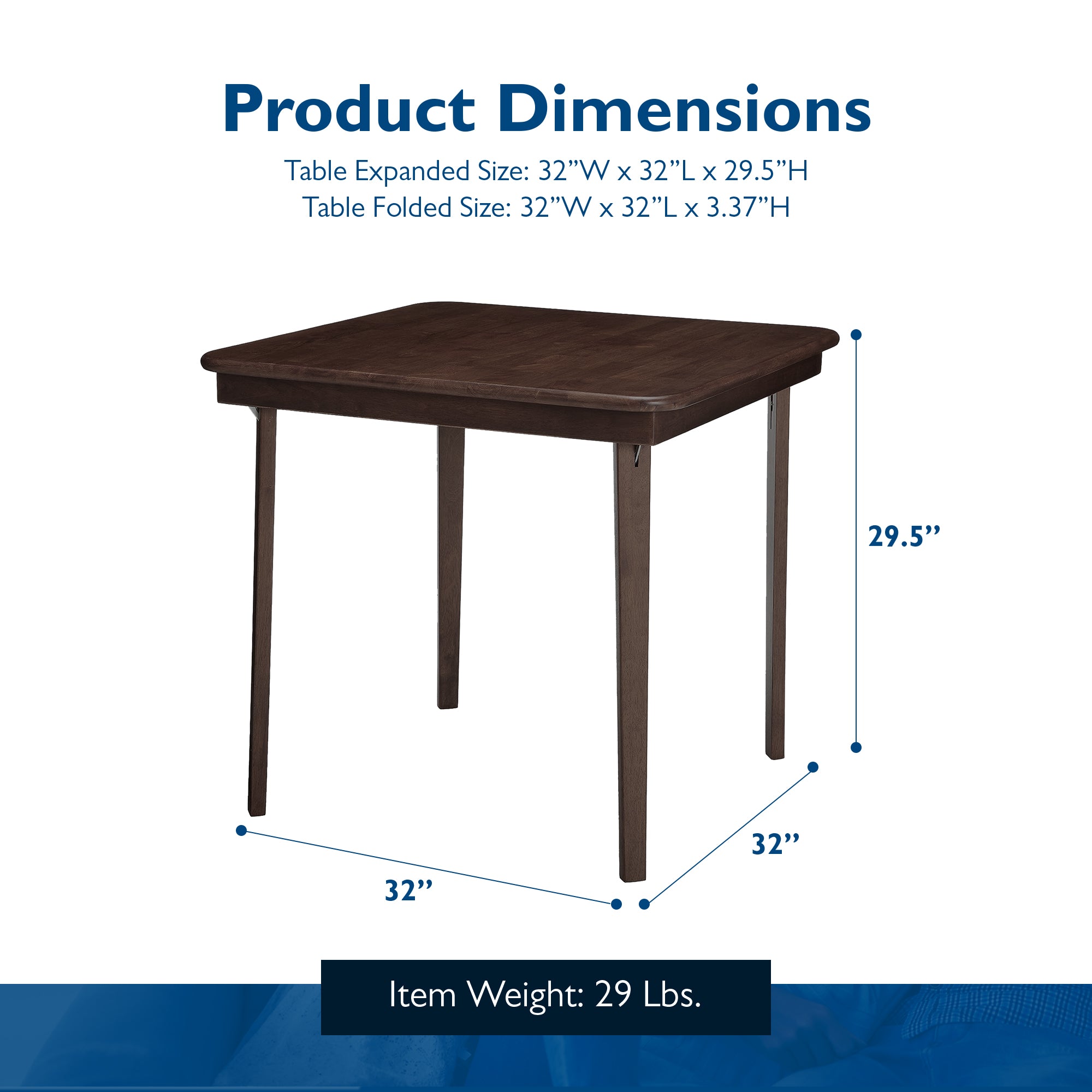 MECO Stakmore Classic Straight Edge Wood Folding Table, Espresso Frame(Open Box)