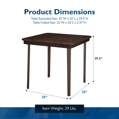 MECO Stakmore Classic Straight Edge Wood Folding Table, Espresso Frame(Open Box)
