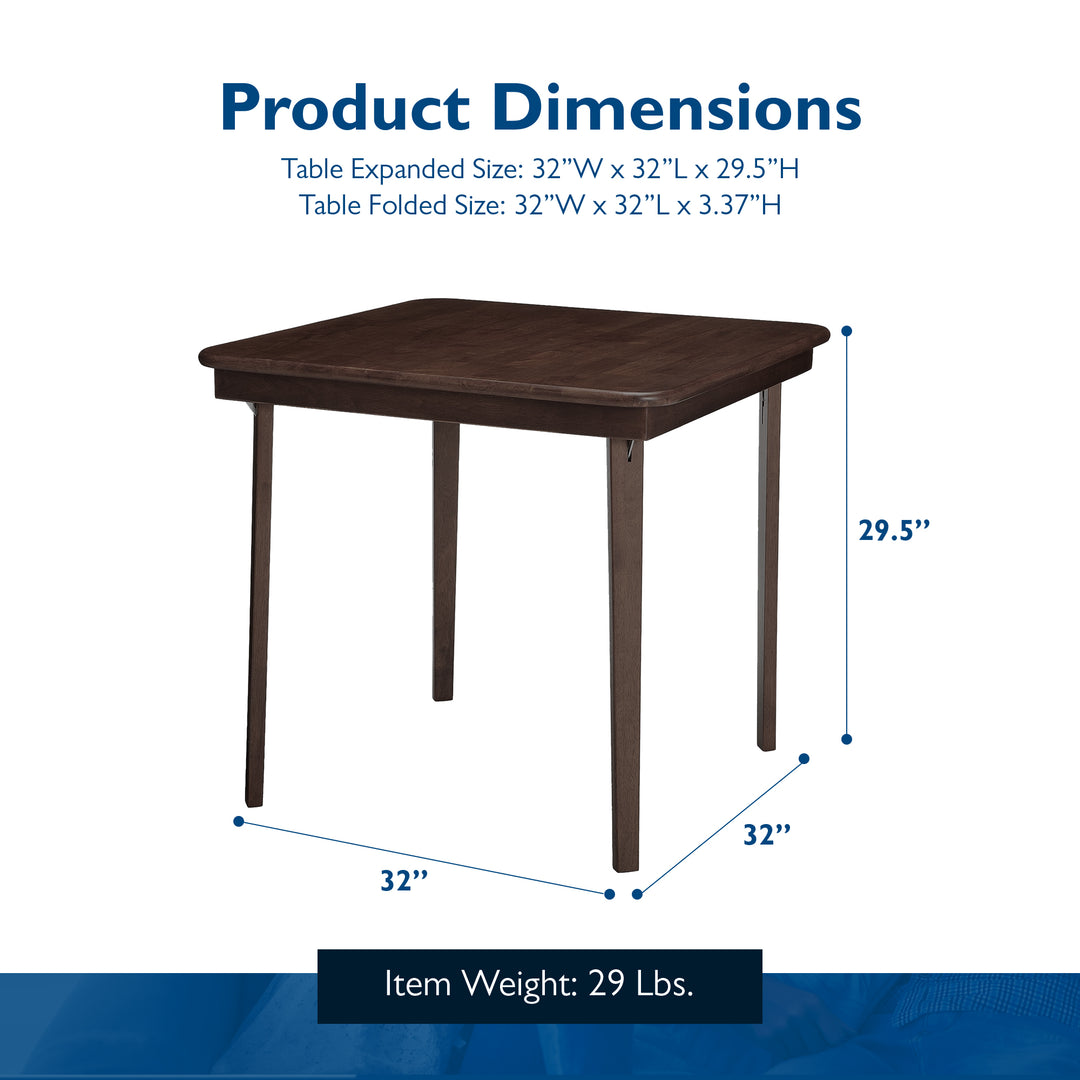 MECO Stakmore Classic Straight Edge Wood Folding Card Table, Espresso Frame