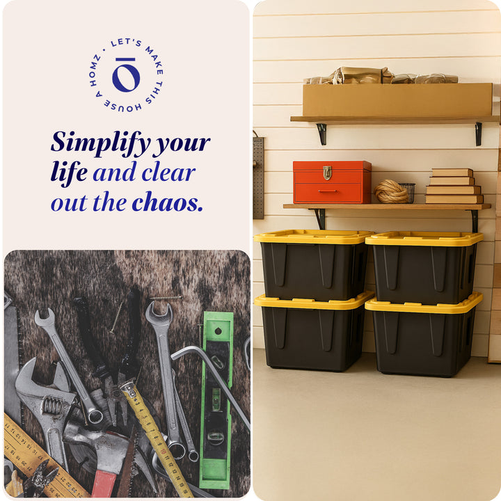 Homz Durabilt Heavy Duty 27 Gallon Plastic Organizer Storage Bin Tote (2 Pack)