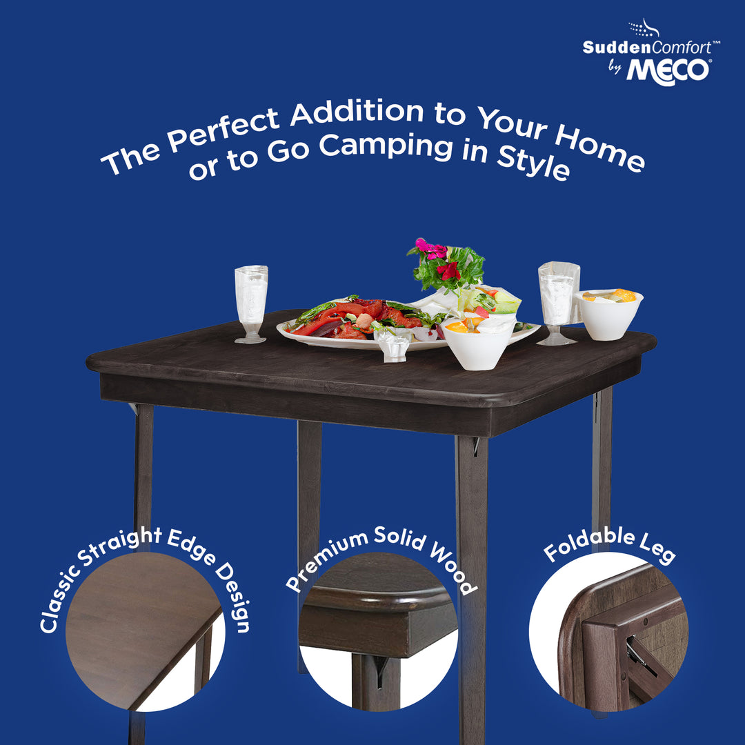 MECO Stakmore Classic Straight Edge Wood Folding Table, Espresso Frame(Open Box)