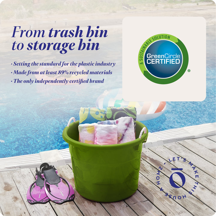 Homz 17 Gallon Storage Bucket w/ Rope Handles, Bold Lime (2 Pack) (Open Box)