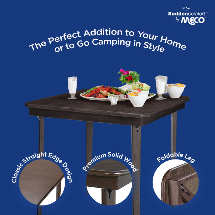 MECO Stakmore Classic Straight Edge Wood Folding Table, Espresso Frame(Open Box) - VMInnovations