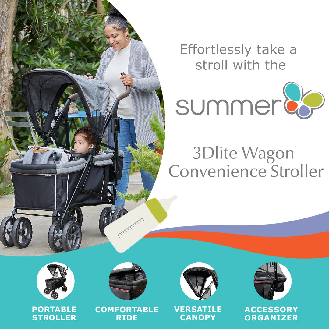 Summer Infant 3Dlite Wagon Convenience Lightweight Stroller for Infant & Toddler