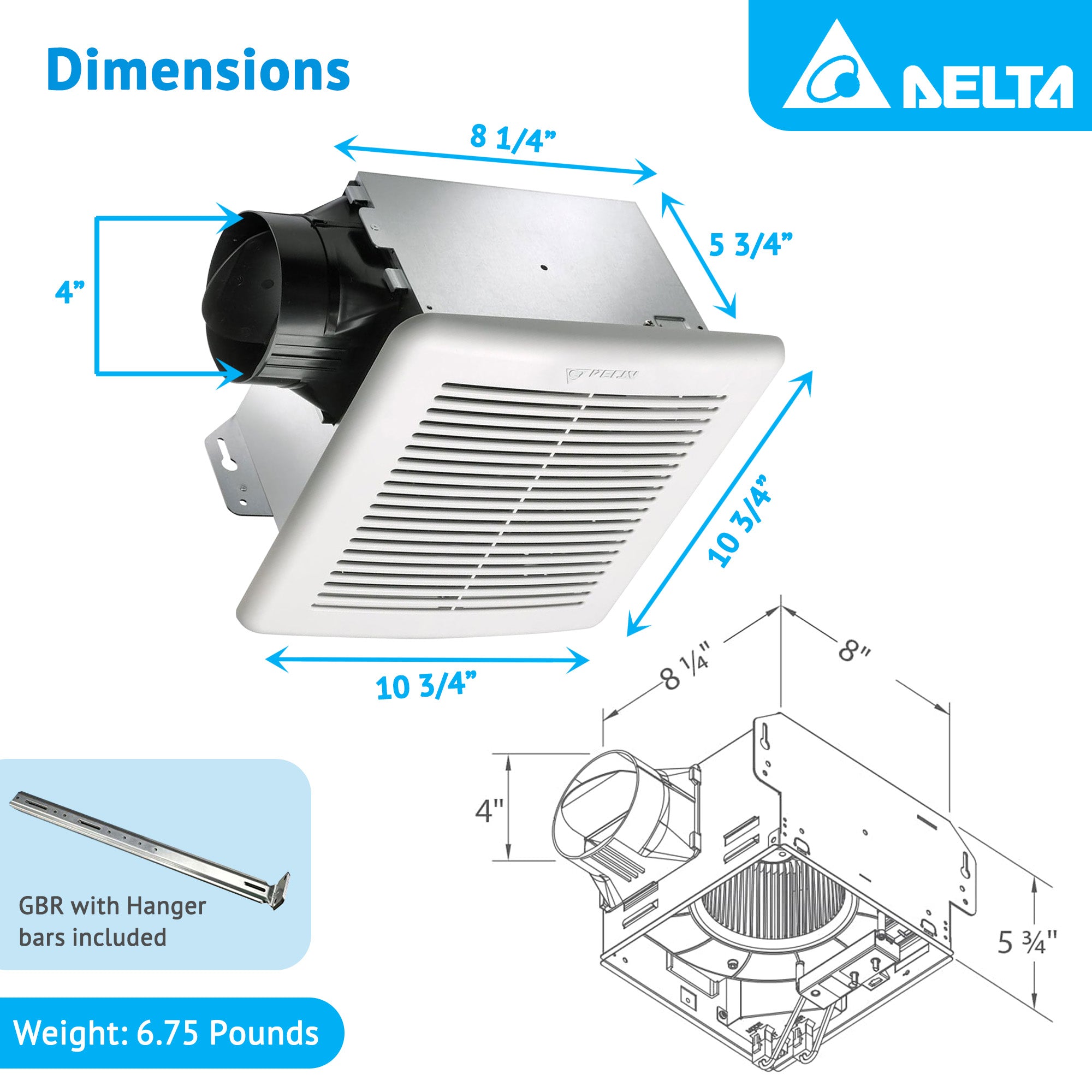 Delta Breez GreenBuilder Ventilation Bath Fan 80CFM with Humidity Sensor, White - VMInnovations