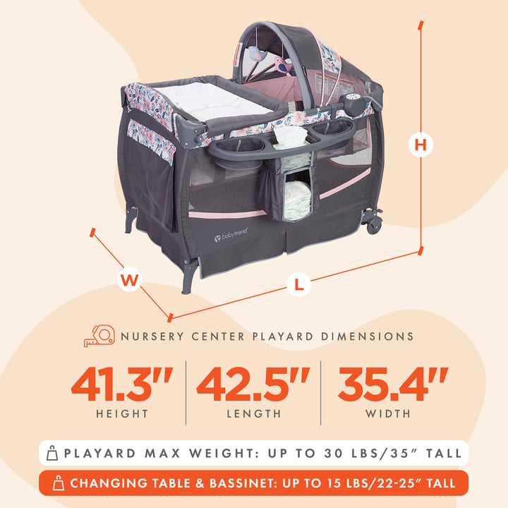 Baby Trend Deluxe II Nursery Center Playard Play Crib with Bassinet, Bluebell - VMInnovations