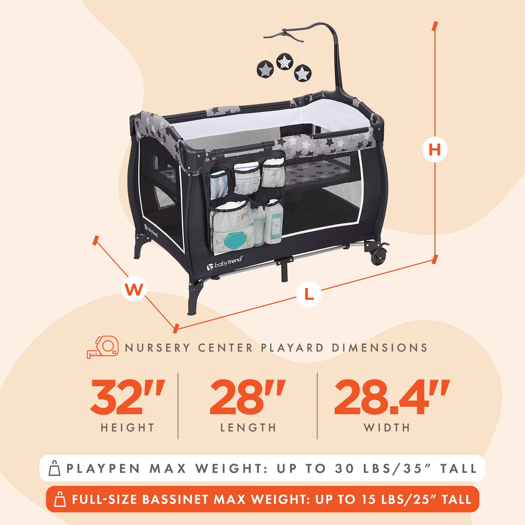 Baby Trend E Rising Star Nursery Center Pack Baby Changing Table & Playard, Gray - VMInnovations