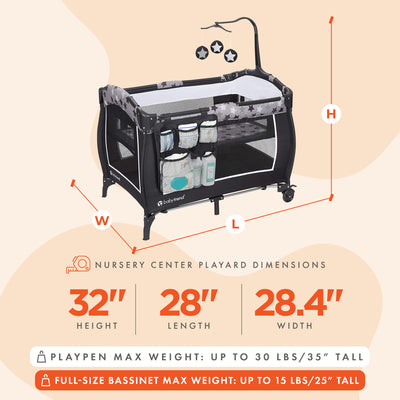 Baby Trend E Rising Star Nursery Center Pack Baby Changing Table & Playard, Gray - VMInnovations