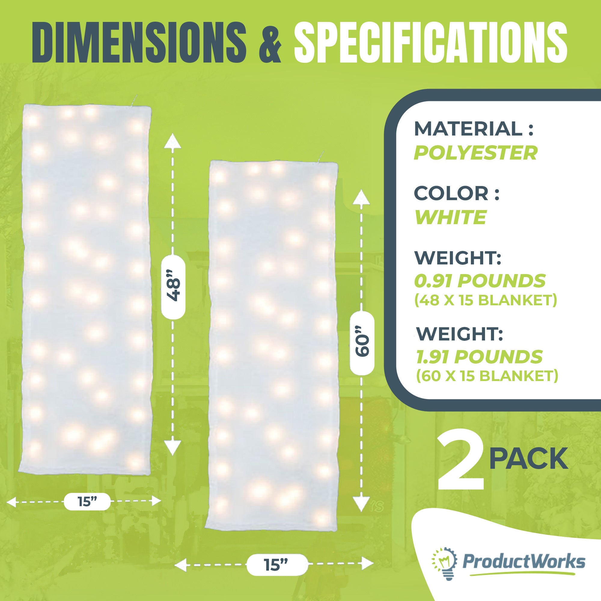 ProductWorks Pre-Lit Snow Cover Blanket 8 Function Holiday Decoration, White - VMInnovations
