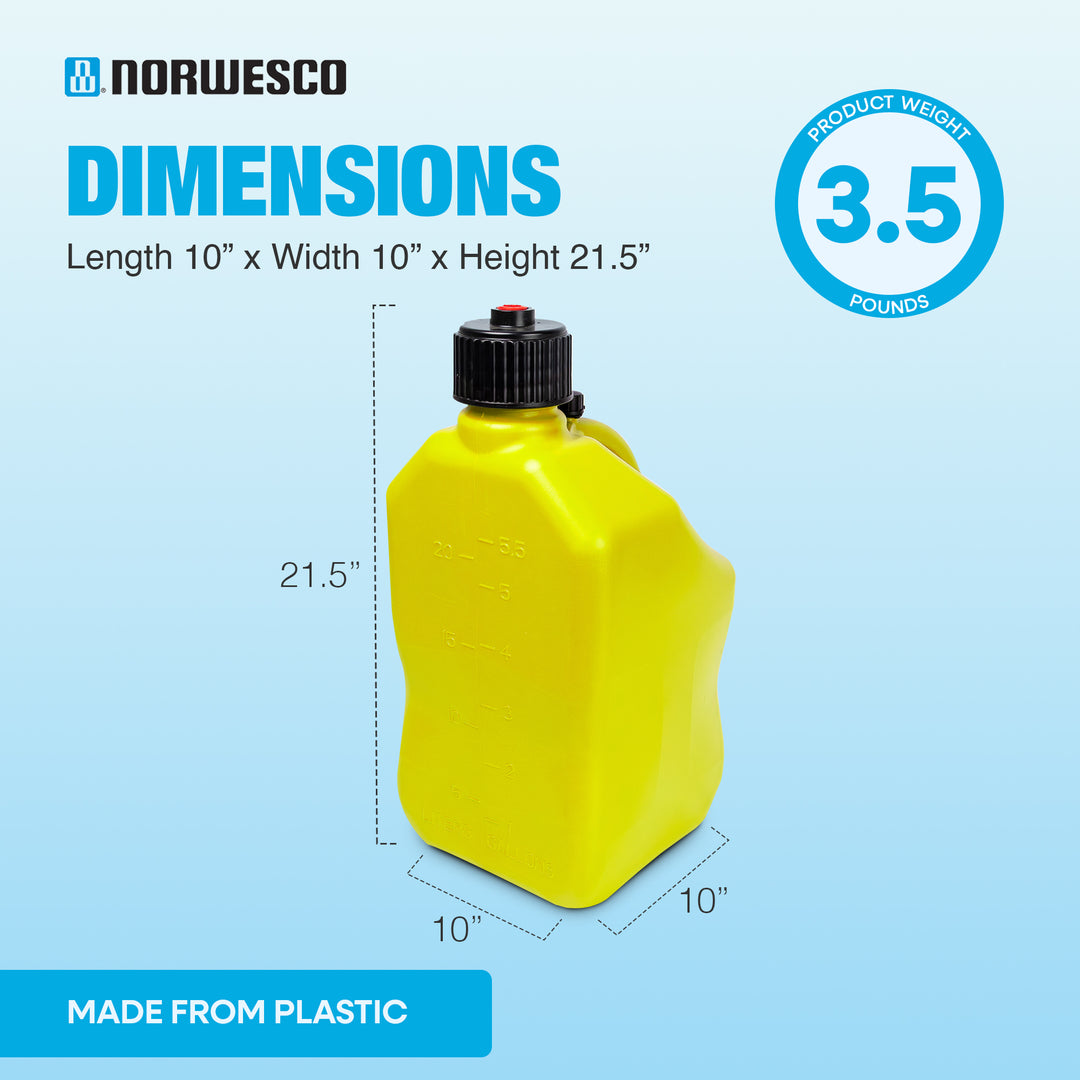 Bushman 4 Pack U-Jug Storage Jug, Portable Plastic Container, 5.5 Gal, Yellow