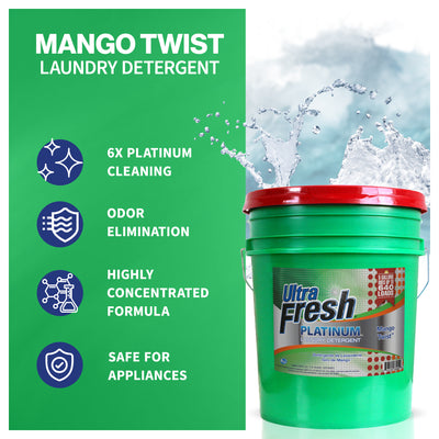 Ultra Fresh 3X Platinum Laundry Detergent, Up to 640 Loads, Mango Twist, 5 Gal - VMInnovations