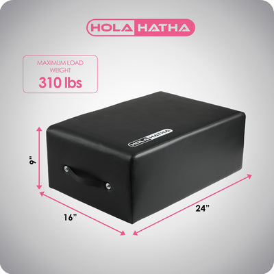 HolaHatha Wooden Pilates Sitting Box, Portable Gym Equipment, 24" x 15.8" x 9" - VMInnovations