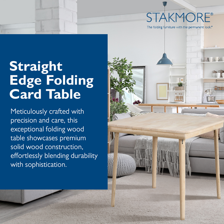 Stakmore Straight Edge Solid Wood Folding Card Table, Unfinished Frame (Used)