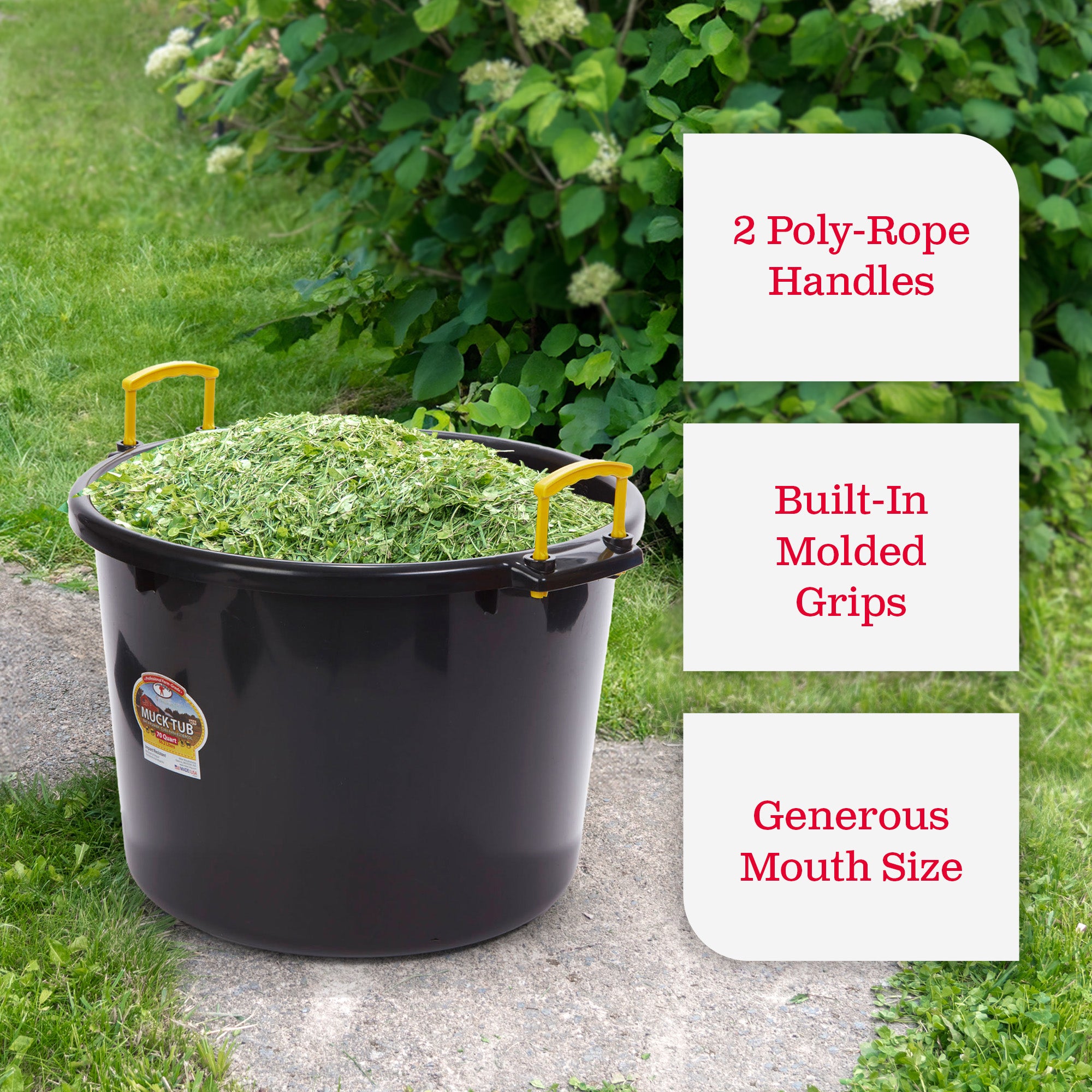 Little Giant 70Qt Durable and Versatile Utility Muck Tub w/Handles, Black (Used) - VMInnovations