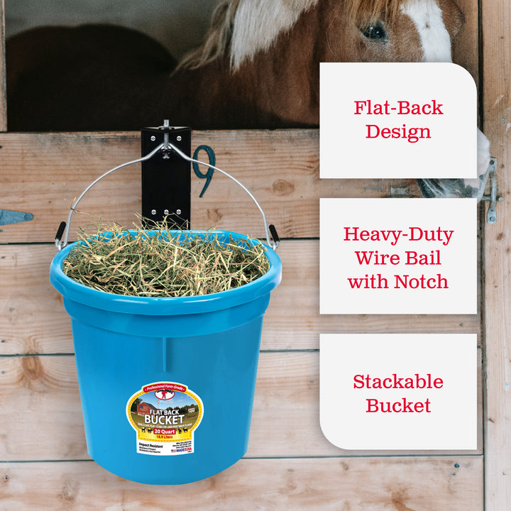 Little Giant All Purpose Heavy Duty Flat Back 20 Quart Plastic Bucket, Teal