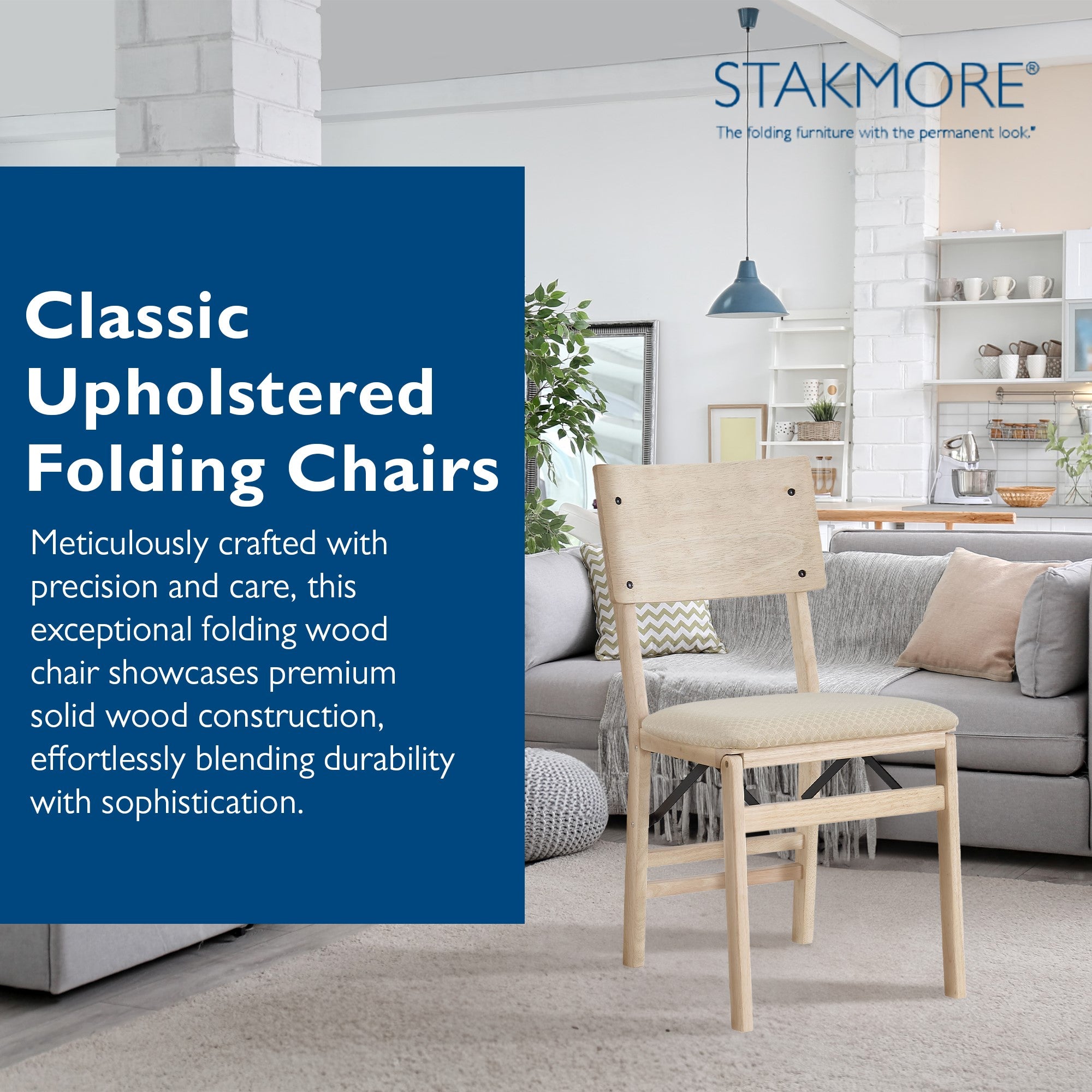 Stakmore Aztec Curved Back Upholstered Chairs, Set of 2, Unfinished (Open Box)