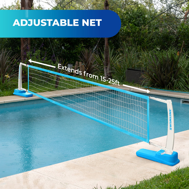 Swimline Pool Adjustable Volleyball Net 2 Ball Game Set w/ Stable Bases (Used)