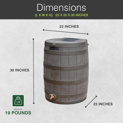 Good Ideas Rain Wizard 50 Gal Rain Barrel Collector, Oak & Diverter Flex Kit