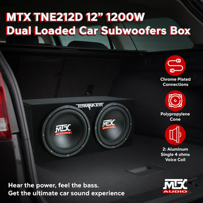 MTX TNE212D 12-Inch 1200-Watt Car Audio Dual Loaded Subwoofer Box Enclosure