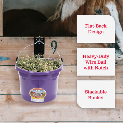 Little Giant 2 Gallon All Purpose Flat Back Plastic Bucket, Purple, (2 Pack)