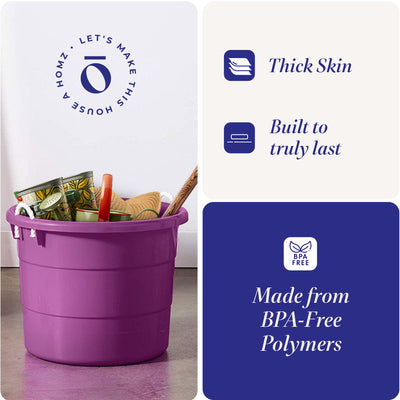 Homz 17 Gal Storage Bucket w/ Rope Handles, Orchid (2 Pack) (Open Box) - VMInnovations