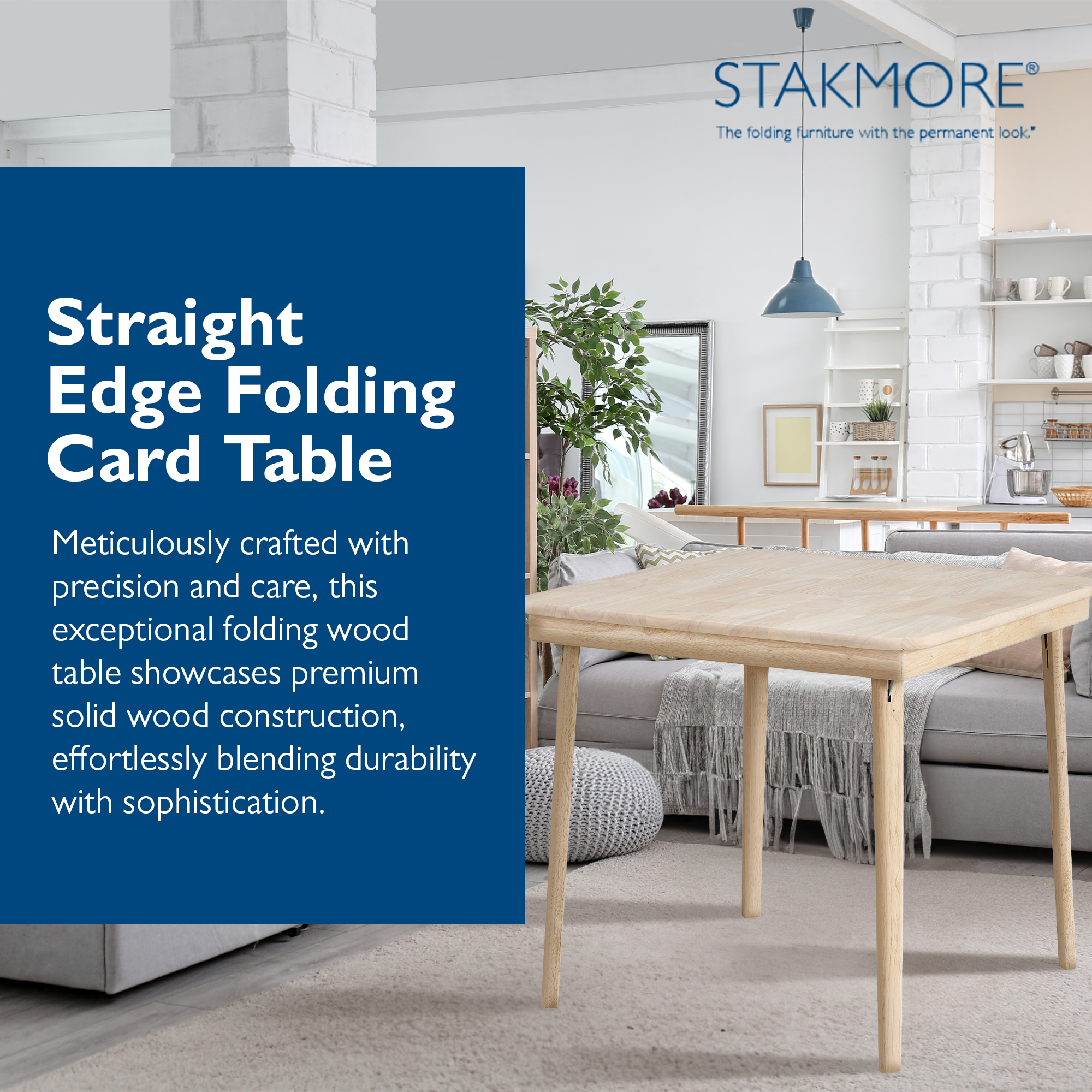 Stakmore Straight Edge Solid Wood Folding Card Table, Unfinished Frame(Open Box) - VMInnovations