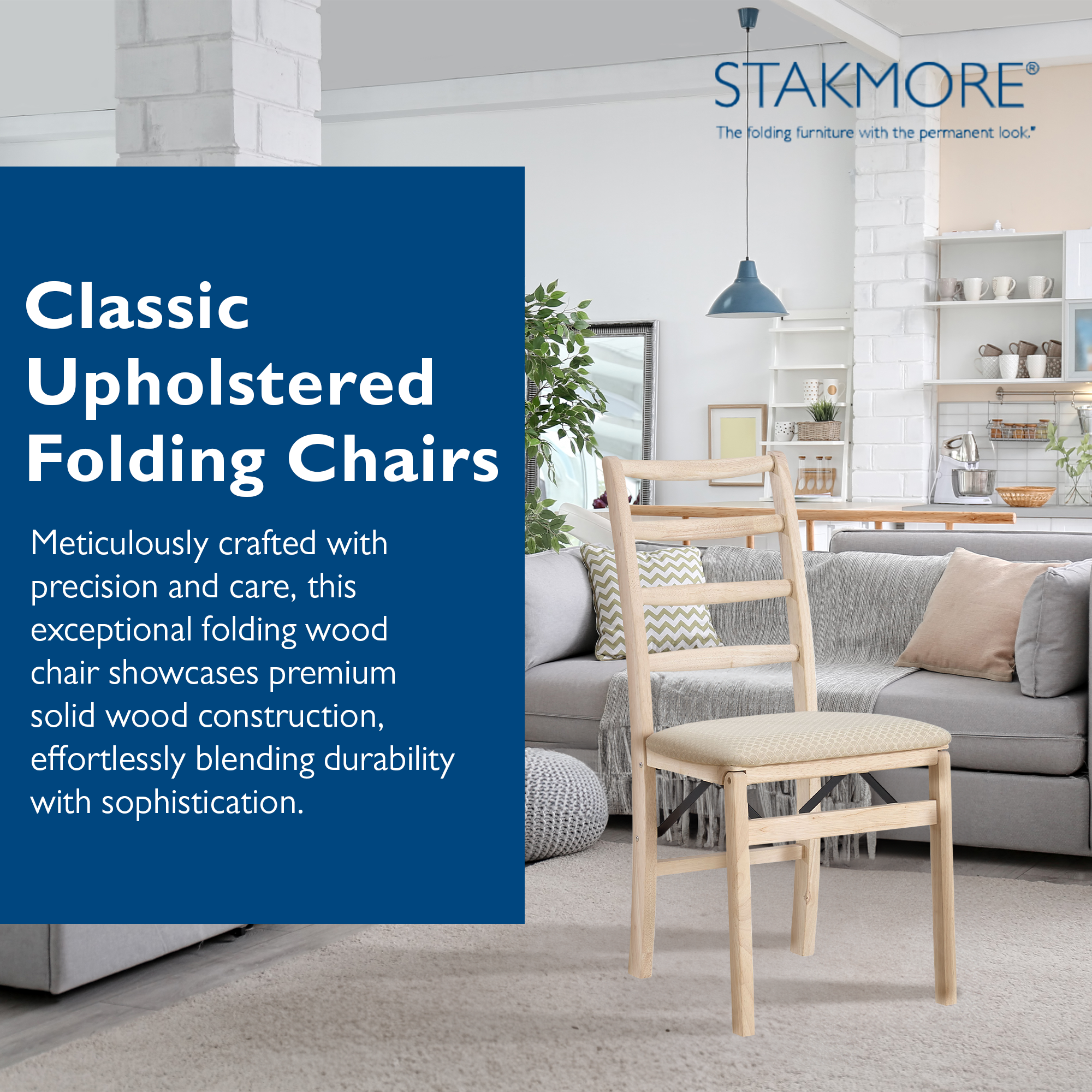 Stakmore Shaker Ladderback Upholstered Folding Chairs, 2pk Unfinished (Open Box) - VMInnovations