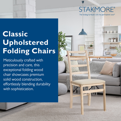 Stakmore Shaker Ladderback Upholstered Folding Chairs, 2pk Unfinished (Open Box) - VMInnovations