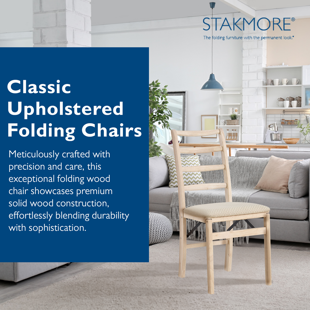 Stakmore Shaker Ladderback Upholstered Folding Chairs, 2pk Unfinished (Open Box)