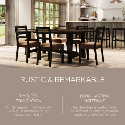 Maven Lane Yves Rectangular Wooden Dining Table in Weathered Brown Finish (Used) - VMInnovations