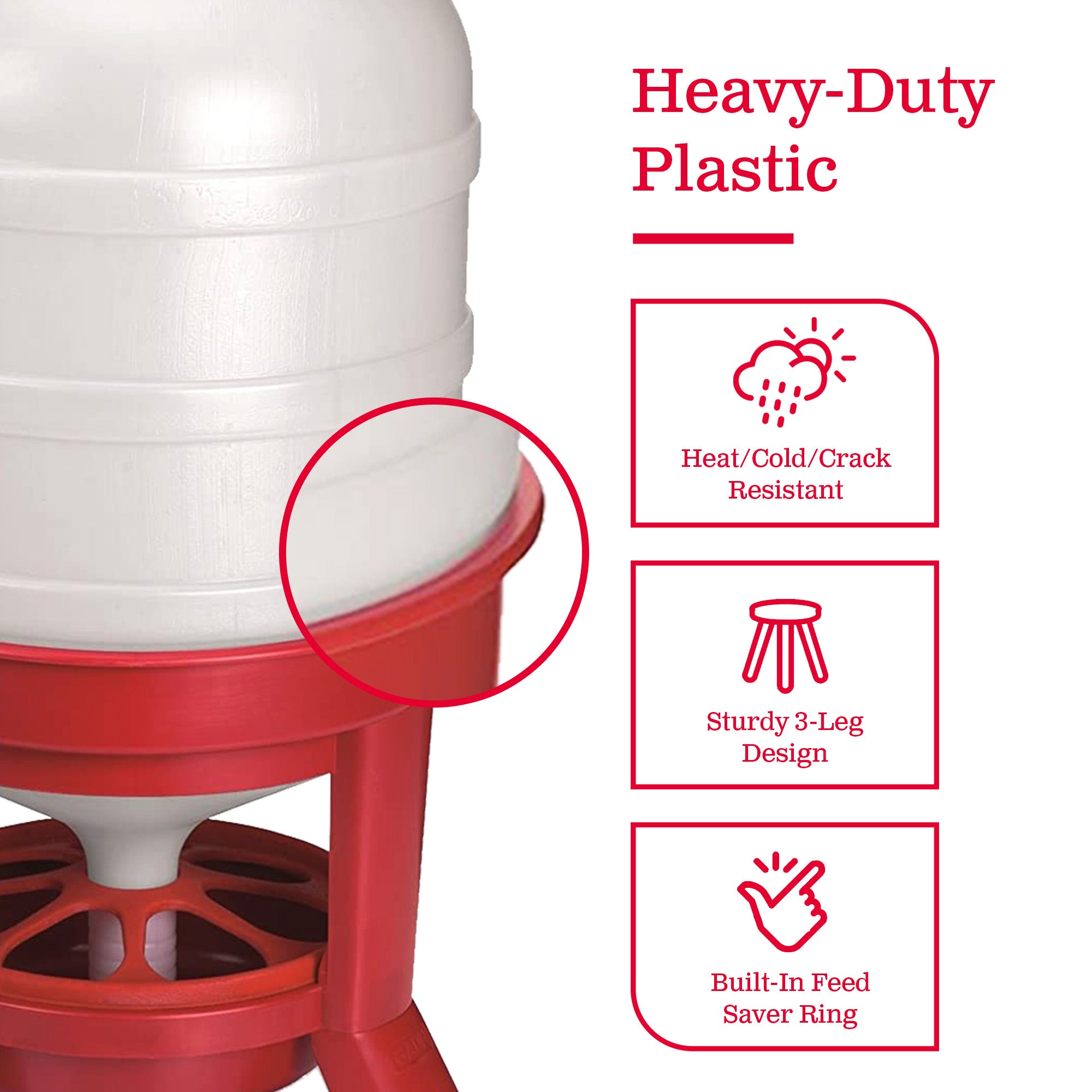 Little Giant DOMEFDR60 Poultry Gravity Feeder & DOMEWTR8 Chicken Waterer, Red