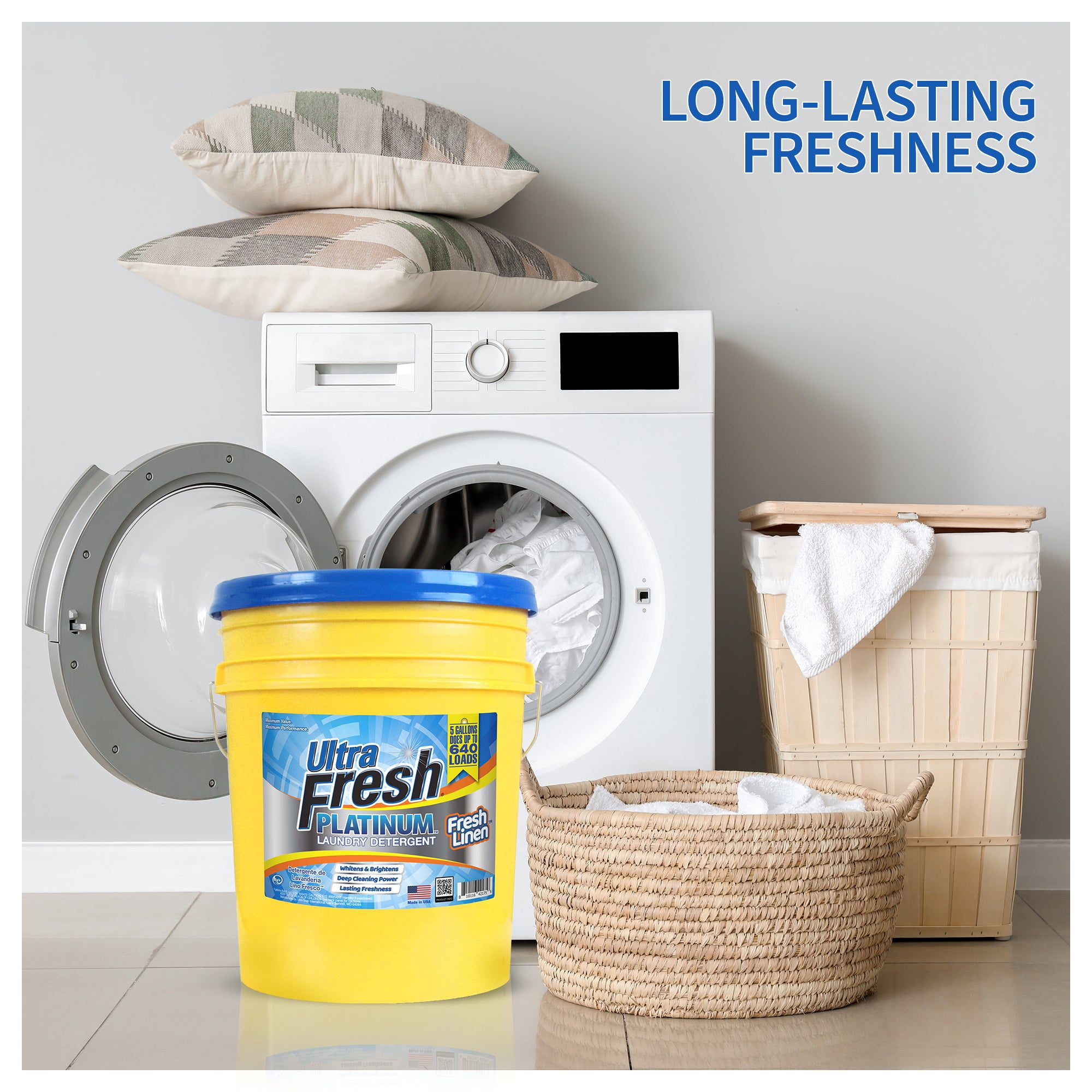 Ultra Fresh Platinum 5 Gal Laundry Detergent, Up to 640 Loads, Fresh Linen Scent - VMInnovations