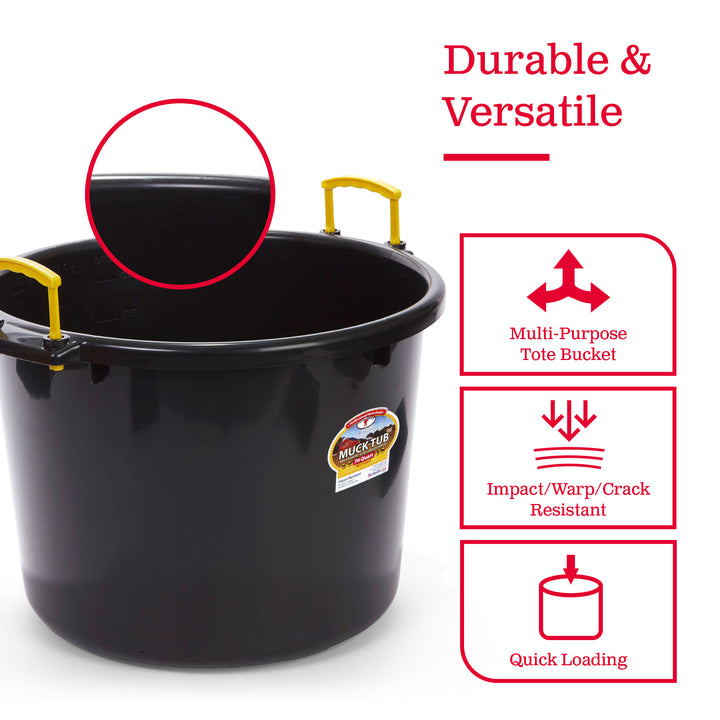 Little Giant 70qt Durable & Versatile Utility Muck Tub w/Handles,Black(Open Box)