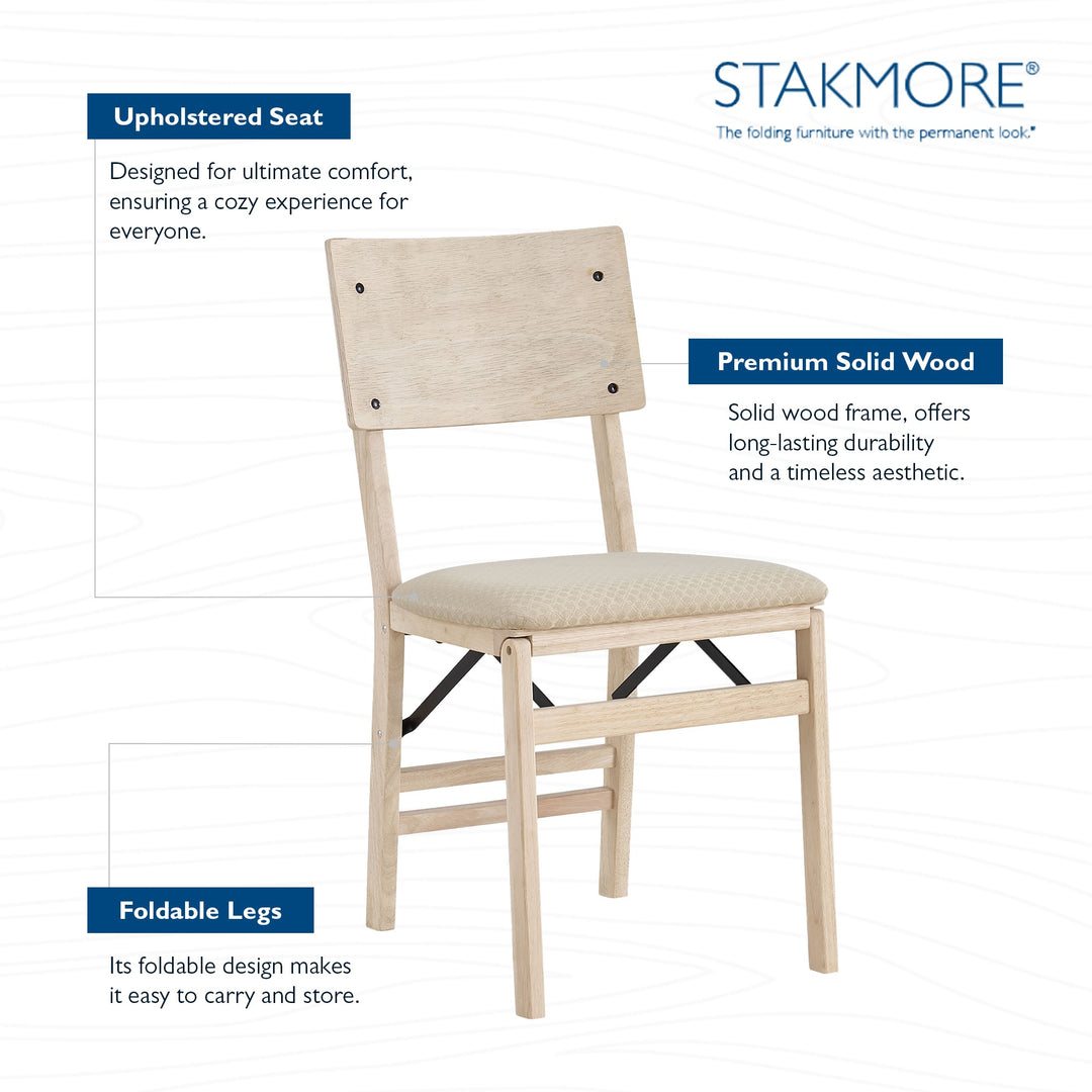 Stakmore Aztec Curved Back Upholstered Folding Chairs, Set of 2, Unfinished