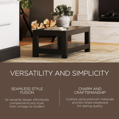 Maven Lane Paulo Wooden Coffee Table in Weathered Black Finish (Used) - VMInnovations