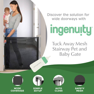 Ingenuity Infant Tuck Away Mesh Stairway Pet & Baby Gate w/Metal Frame(Open Box)