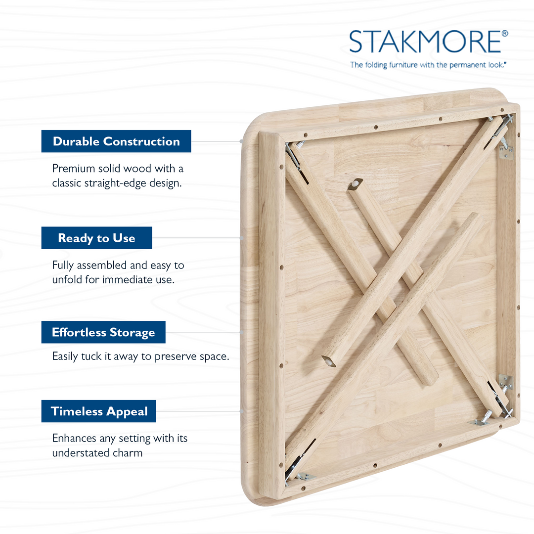 Stakmore Straight Edge Solid Wood Folding Card Table, Unfinished Frame(Open Box) - VMInnovations