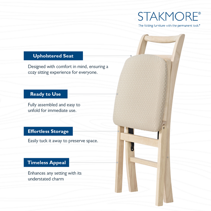 Stakmore Shaker Ladderback Upholstered Folding Chairs, 2pk Unfinished (Open Box)