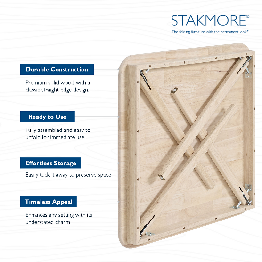 Stakmore Straight Edge Solid Wood Folding Card Table, Unfinished Frame(Open Box)