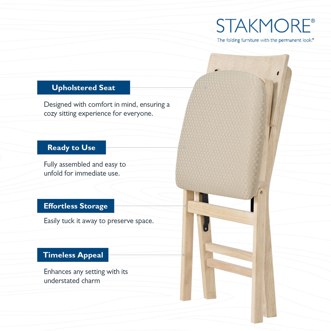 Stakmore Aztec Curved Back Upholstered Folding Chairs, Set of 2, Unfinished