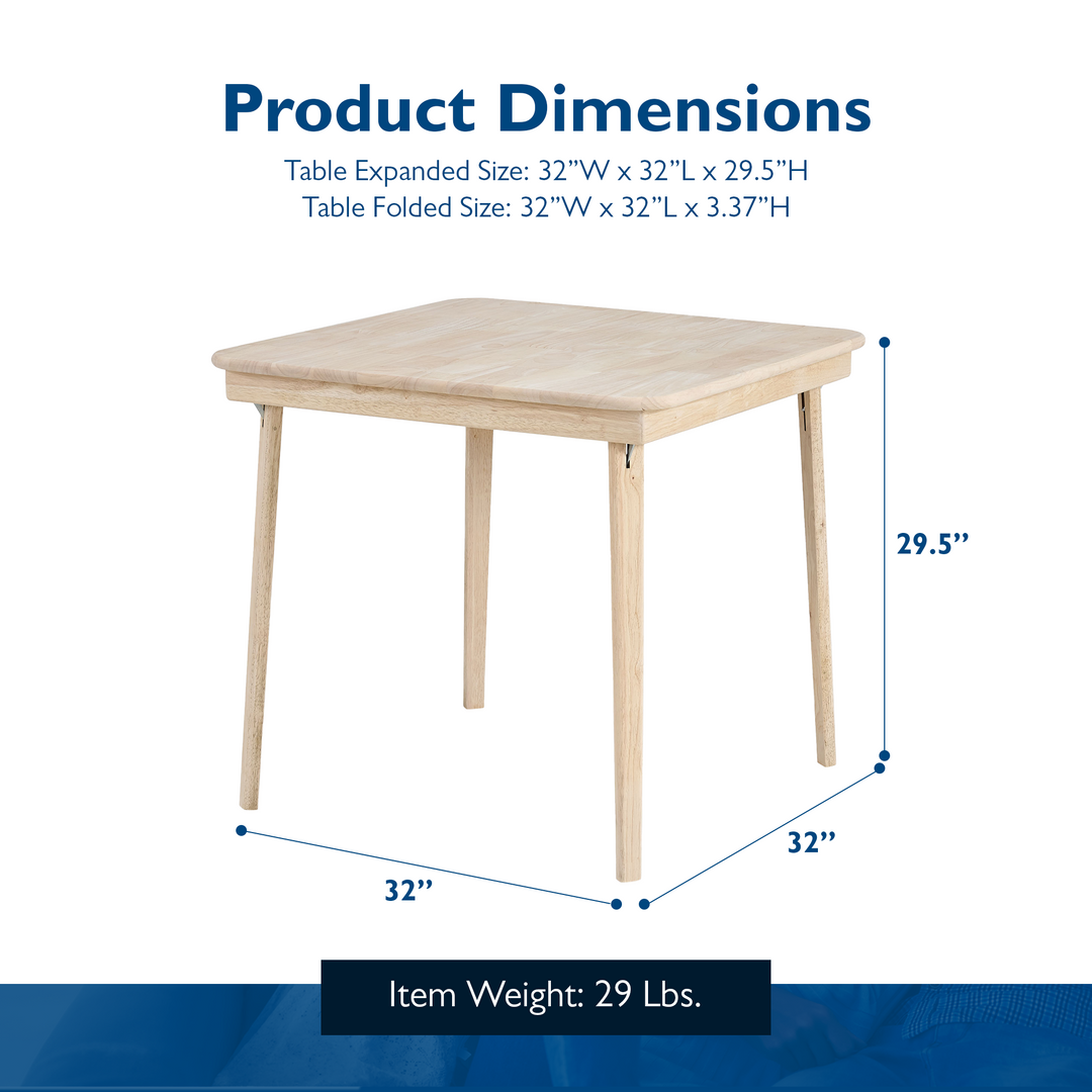 Stakmore Straight Edge Solid Wood Folding Card Table, Unfinished Frame(Open Box) - VMInnovations
