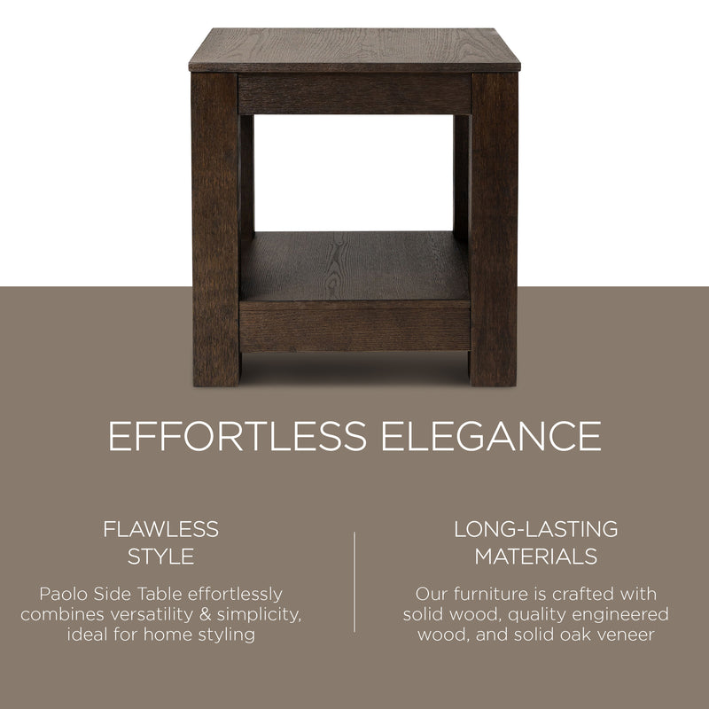 Maven Lane Paulo Wooden Side Table in Weathered Brown Finish